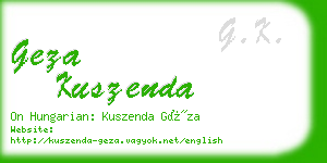 geza kuszenda business card